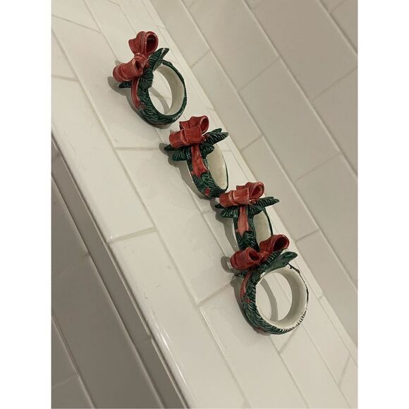 Vintage Fitz & Floyd Ceramic Holiday Napkin Rings - Picture 5 of 8